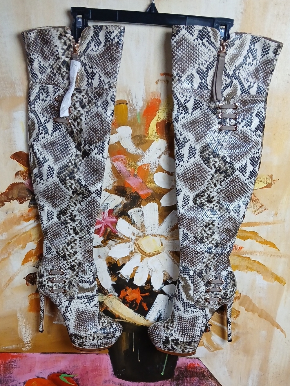 Luichiny Python Snake Print Thigh High Over The Knee Boots Size 89